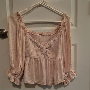 Free People Blush Smocked Blouse